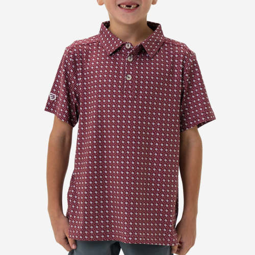 Youth Performance Polo - Texas - Maroon & Grey – BURLEBO