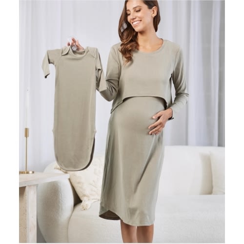 2-Piece Leah Maternity Loungewear/Sleepwear Set + Matching Baby Onesie – Angel Maternity USA