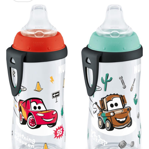 NUK Active Sippy Cup, 10 oz, 2 Pack, Disney's Cars, Lightning McQueen, BPA-Free, Spill-Proof, Transition Cup