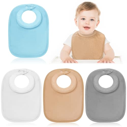 Twistover 4 Pcs Baby Feeding Bibs for Drooling and Teething Comfi Neck Baby Bib with Padded Collar Absorbent