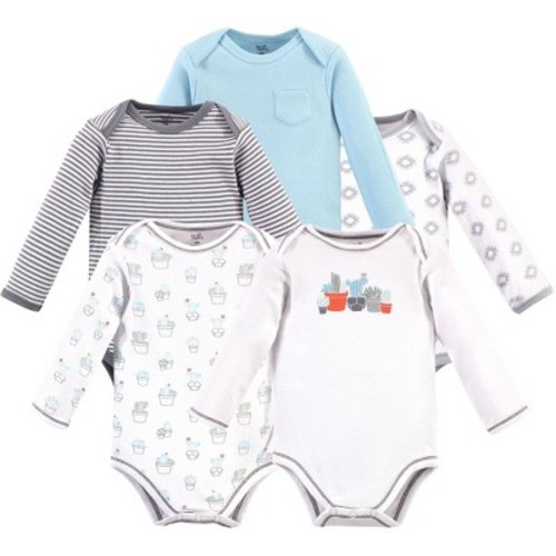 Touched by Nature Organic Cotton Long-Sleeve Bodysuits 5pk, Cactus, 6-9 Months