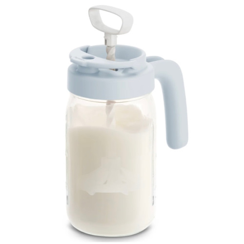 Glass Breastmilk or Formula Mixing Pitcher with Mixing Handle-Blue