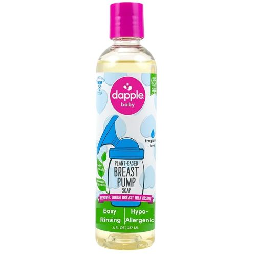 Dapple Breast Pump Soap, Fragrance Free, Plant Powered, Hypoallergenic, Easy Rinse Formula, Removes Milk Residue, 8 fl oz, 1 Count