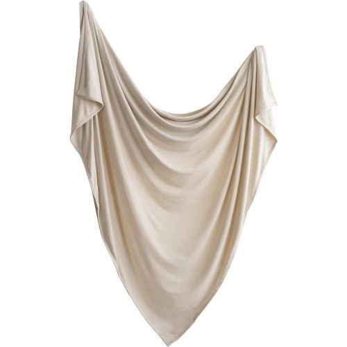 mushie Stretchy Baby Swaddle Blanket | Extra Soft & Snug Fit | 47"x47" (Fog)