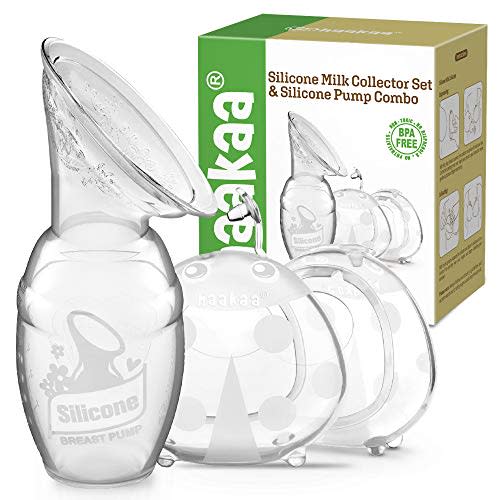 Haakaa 100ml Manual Breast Pump and 75ml Wearable Ladybug Breast Milk Collector Combo for Breastfeeding