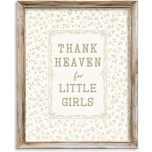 Thank Heaven for Little Girls Wall Art, Nursery Print for Baby Girl Room, Vintage Floral Scripture-Inspired Decor, Christian Baby Shower Gift, Little Girls Quote Wall Print (8X10inch-Unframed)