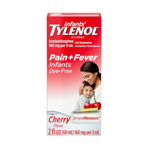 Infants' Tylenol Liquid Pain Relief and Fever Medicine, Oral Suspension, Dye-Free Acetaminophen for Sore Throat, Headache & Teething, Fever Reducer for Kids; Cherry Flavor, 2 fl. oz.; Pack of 1
