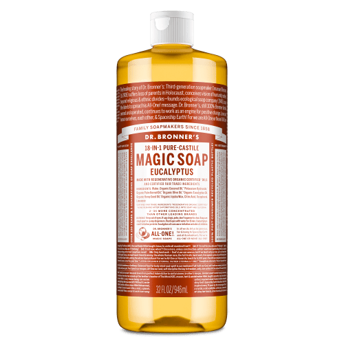 Dr. Bronner's Magic Soap - Eucalyptus - Pure-Castile Liquid Soap - 32 fl oz – for face, body wash, hands