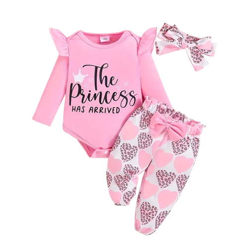 WIBACKER Princess Has Arrived Newborn Outfit Baby Girl Going Home Outfits Ruffle Ribbed Romper Top Floral Pants Set Fall Winter Clothes