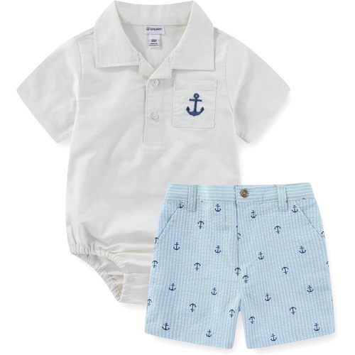 Sperry Baby Boys Polo Bodysuit and Shorts 2 Piece Set for Newborn and Infants