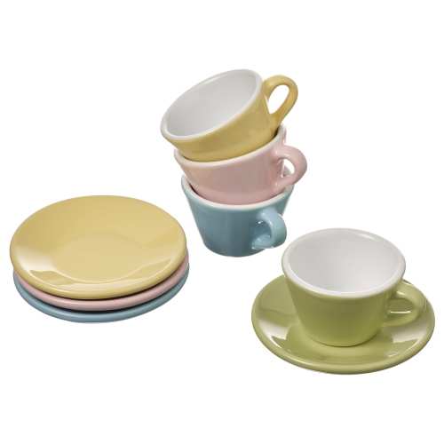 DUKTIG 8-piece cup/saucer playset - mixed colours