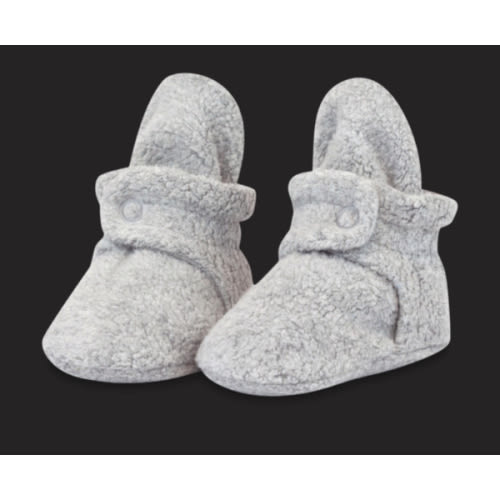 Zutano Cozie Fleece Stay-On Baby Bootie Slipper - Heather Gray