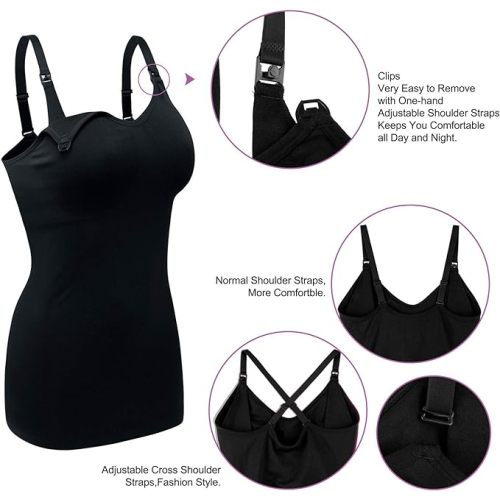 Womens Maternity Nursing Tank Cami for Breastfeeding with Adjustable Straps