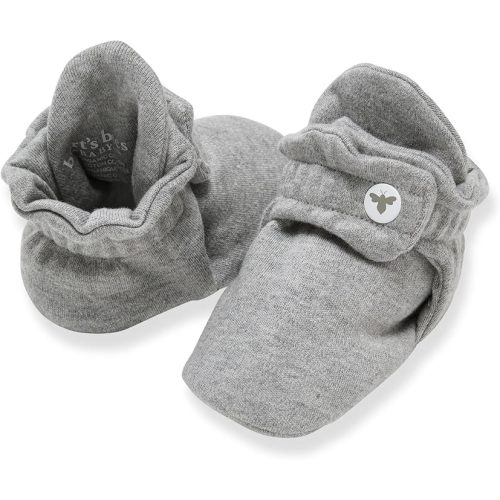 Burt’s Bees Baby Adjustable Baby Booties, 100% Organic Cotton, Easy On and Off Snap Boots, Snug Fit - Baby Essential