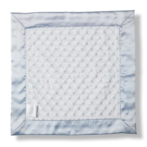 SwaddleDesigns Baby Lovie, Small Security Blanket, Plush Dots with Satin Trim, Pastel Blue , 14" x 14"