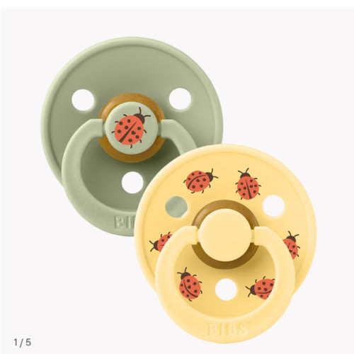 STUDIO Colour Pacifiers 2 Pack Ladybug - Sage/Pale Butter – Bibsworld store US