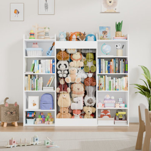 Latitude Run® 62.8''H 6-Tier Kids Bookshelf with Stuffed Animal Storage (White) & Reviews | Wayfair