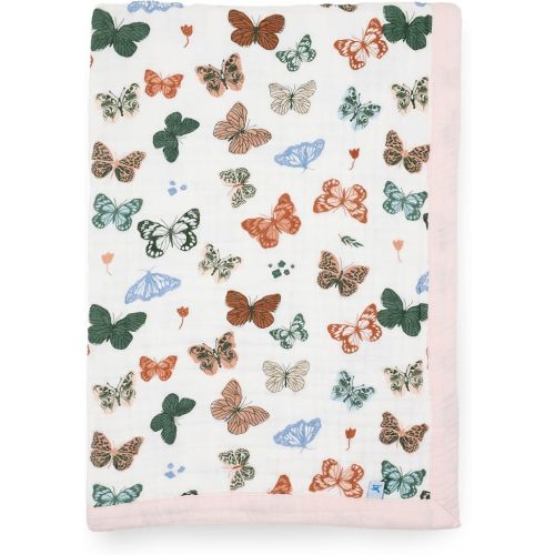 Little Unicorn Newborn Receiving Quilt | Ultra- Soft, Multi-Layered Muslin Fabric | Gift for Newborns & on-The-go (Butterflies)