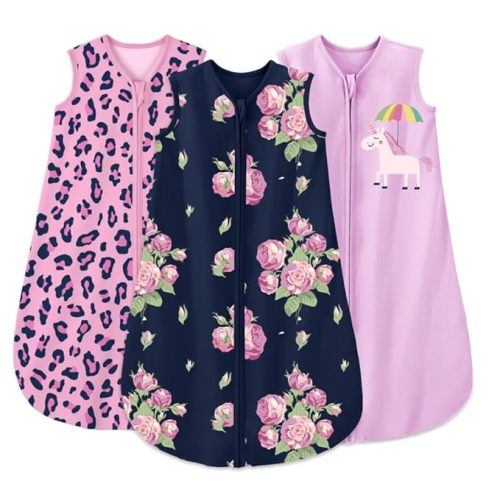 Yoofoss Baby Sleep Sack 6-12 Months Wearable Blanket for Babies 100% Organic Cotton 2-Way Zipper TOG 0.5 Toddler Sleeping Sack 3 Pack, Soft Lightweight Sleep Sacks