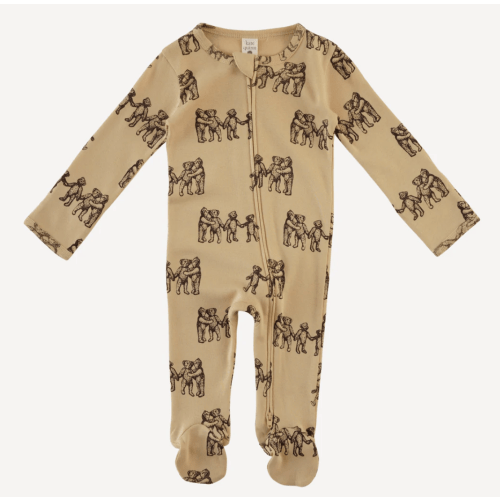long sleeve two way zipper footie | classic teddy bear | organic cotton flat rib