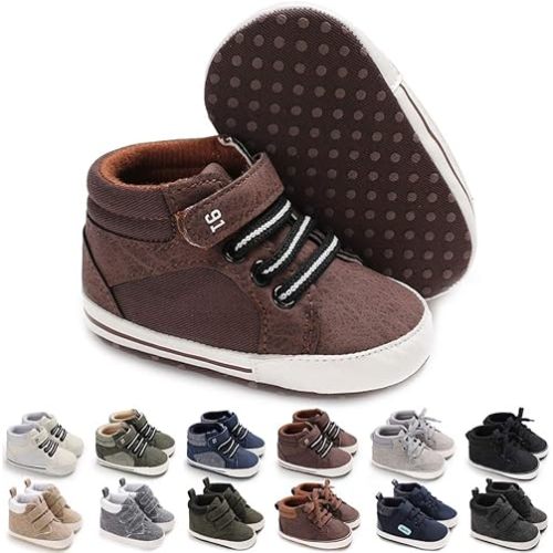 CENCIRILY Baby Boys Girls High Top Sneakers Soft Soles Anti Skid Infant Ankle Shoes Toddler Prewalker First Walking Crib Shoes