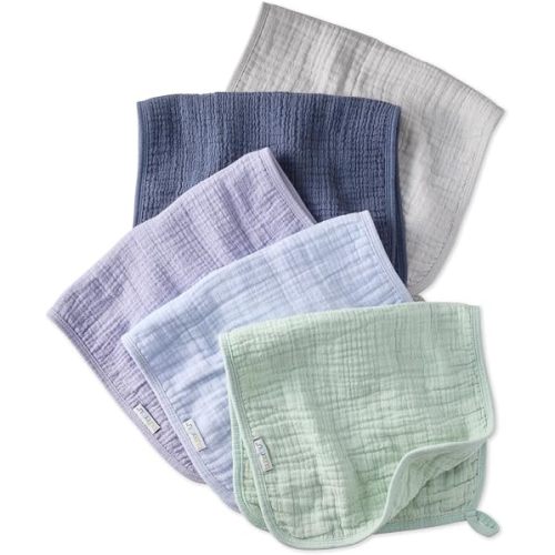 Butterblu Riley - Crinkle Burp Cloths, 5 Pack Muslin Burpcloths for Newborn Girls, Boys, Unisex​, Frost, One Size