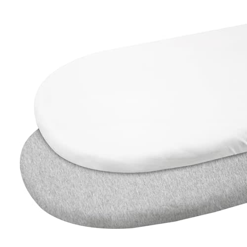 Gllquen Baby Bassinet Sheets 2 Pack, 100% Organic Cotton Bassinet Fitted Sheets for Girls Boys, Soft & Breathable Unisex Baby Mattress Sheet for Standard Bassinets 33"x17"(Grey)