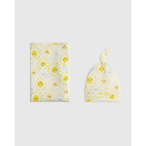 Bamboo Swaddle & Hat Bundle - Baby in Sunshine