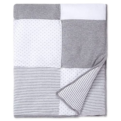Burt's Bees Baby Reversible Blanket, Nursery, Stroller & Tummy-Time Organic Jersey Cotton Quilted Infant & Toddler Bedding