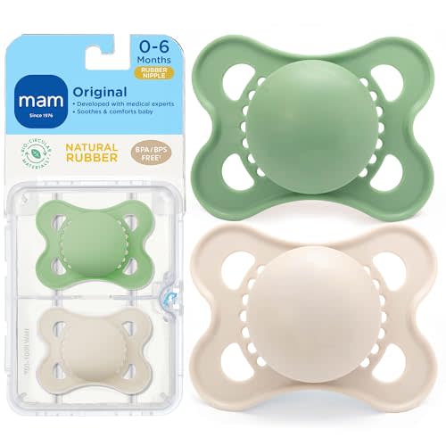 MAM Original Matte Baby Pacifiers 0-6 Months, Binky for Newborn Babies, BPA-Free Skin Soft Silicone Nipple, Easy to Clean, Developed with Medical Experts, 2 Pack, with Sterilizer Case, Made in Europe