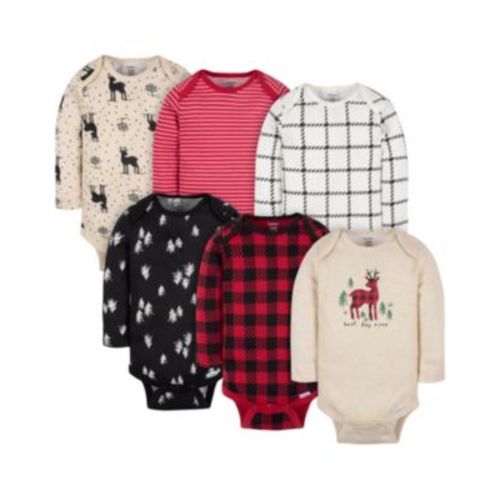 Baby Girls Deer Long Sleeve Onesies Bodysuits, 6-Pack