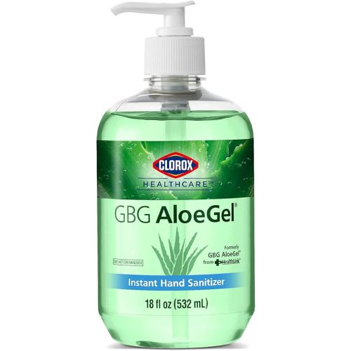 Clorox Healthcare GBG AloeGel Large Hand Sanitizer Gel with Pump - Bleach Free Hand Sanitizers - Sanitizing Solution for School Supplies & Office Use, 18 Fl Oz