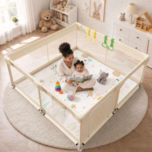 Uanlauo Baby Playpen with Mat, 59x59inch Playpen for Babies and Toddlers, Extra Large Baby Playpen & Reviews | Wayfair