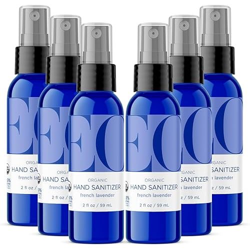 EO Organic Hand Sanitizer Spray, Travel Size, 2 Ounce (Pack of 6), French Lavender, Organic Plant-Based, Botanical Extracts, 99% Effective Against Germs