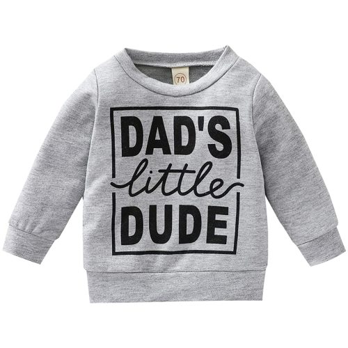 Newborn Infant Baby Boys Pullover Dad's Little Dude Sweatshirt Long Sleeve Casual Sweater Fall Clothes