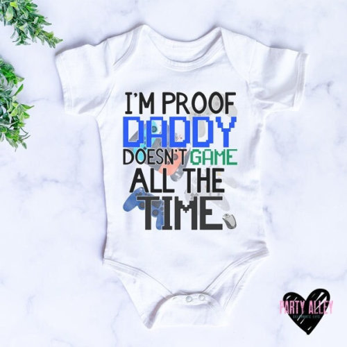 Proof Daddy doesn&#39;t game all the time bodysuit | Cute gaming bodysuit | Baby announcement | Daddy&#39;s gaming buddy | Baby gamer | Player 2