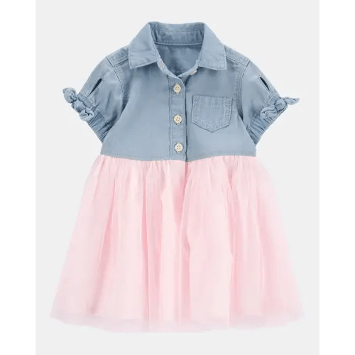 Baby Denim Shirt Dress With Tulle Skirt - OshKosh B'gosh | Carter's