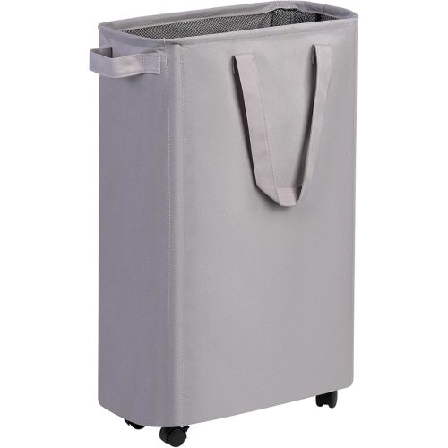 efluky Slim Laundry Hamper with Wheels, Rolling Laundry Basket for Clothes, Small Laundry Basket for Bedroom, Dorm and Laundry Room, 48L (12.7 Gallons) Grey