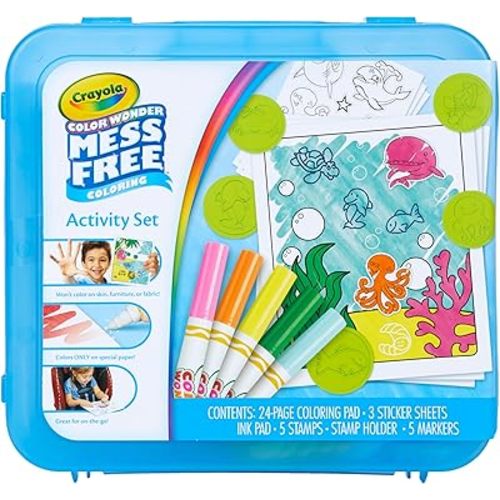Crayola Color Wonder Mess Free Coloring Activity Set (30+ Pcs), with Markers, Stamps, and Stickers, Gift for Toddlers, 3+