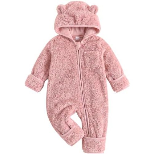 Jecson Baby Snowsuit Newborn Bear Hooded Fleece Outfit Baby Clothes 0M-12M