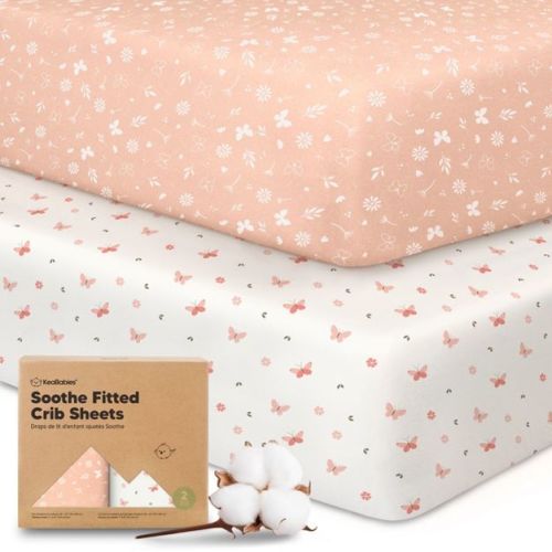 KeaBabies 2pk Soothe Fitted Crib Sheets Neutral, Organic Baby Crib Sheets, Fits 52x28 Standard Nursery Baby Mattress (Butterflies)