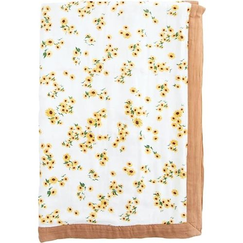 Little Unicorn Deluxe Muslin Quilt | 100% Rayon Muslin from Bamboo | Babies and Toddlers | Small 30 x 40 (Ditsy Sunflower)