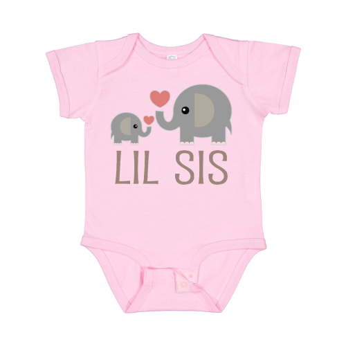 Inktastic Little Sister Elephant Girls Baby Bodysuit