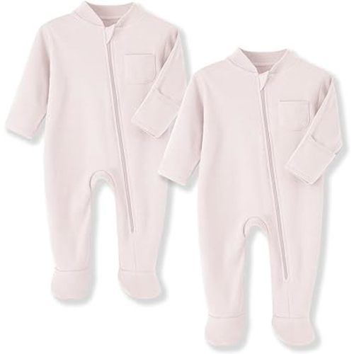 Eleven's Kingdom Baby Kids Sleep and Play,Baby Cotton Pajamas with Mitten Cuffs, 2 Way Zipper Footed Sleeper 0-12 Month