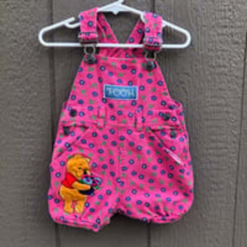 Vintage bubble shortall Winnie the pooh Pink Floral Bubble Overall rare