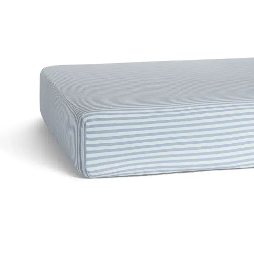 100% Cotton Crib Sheets - Stormy Blue Stripes