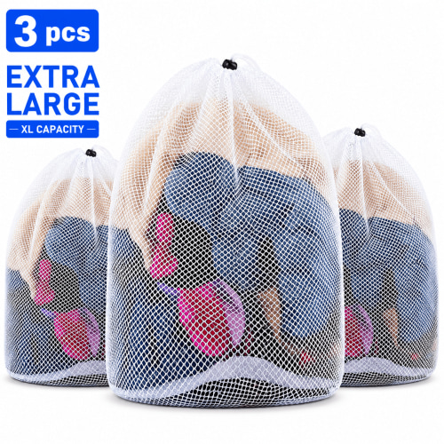 Icreopro 3 Pack Mesh Laundry Bags,Large Laundry Drawstring Bag,Washing Machine Mesh Wash Bags for College, Dorm and Apartment
