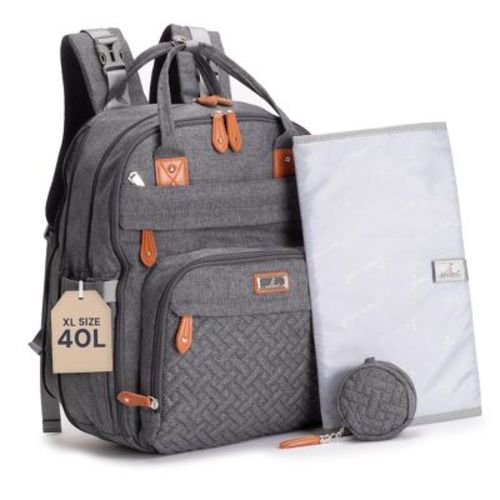 BabbleRoo Diaper Bag Backpack Stylish Hands-Free Baby Bag with Changing Pad, Stroller Straps & Water-Resistant