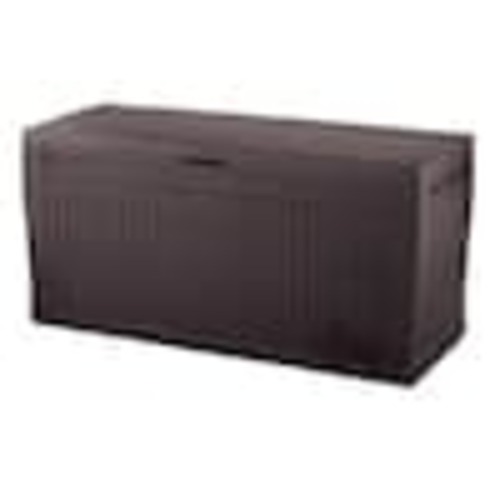 Keter Comfy 71 Gal. Resin Durable Plastic Wood Look All Weather Outdoor Storage Deck Box, Brown 231319