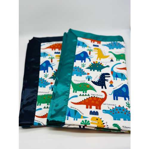 Dinosaur Baby Blanket, Double Sided Flannel Blanket with Satin Trim, Dino Nursery Blanket, Soft Baby Boy Gift, Stroller Blanket